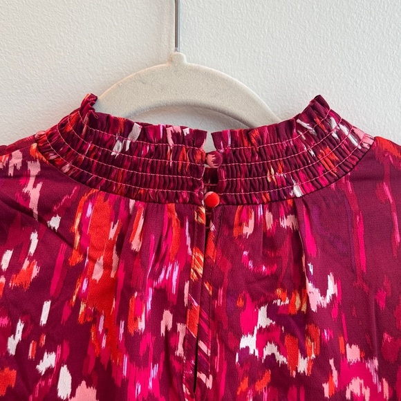 THML Burgundy Breanna Abstract Print Blouse Puff Sleeve - Picture 7 of 10